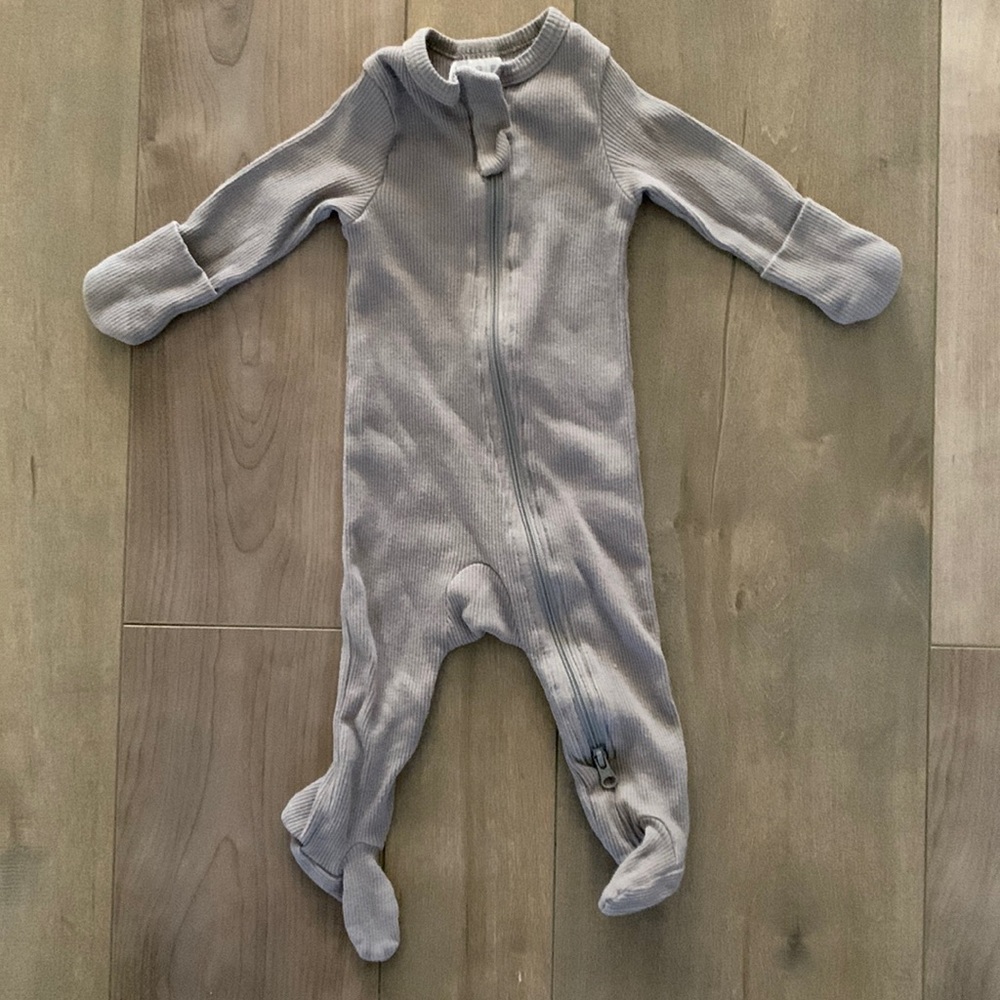 Mebie Baby Organic Cotton Ribbed Zipper Footed Onesie